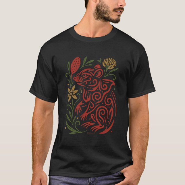 Camiseta Tribal Tasmanian Devil with Native Flora (Frente)