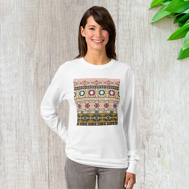Camiseta Tribal Tribal Aztec Pattern Boho Geométrico (Criador carregado)