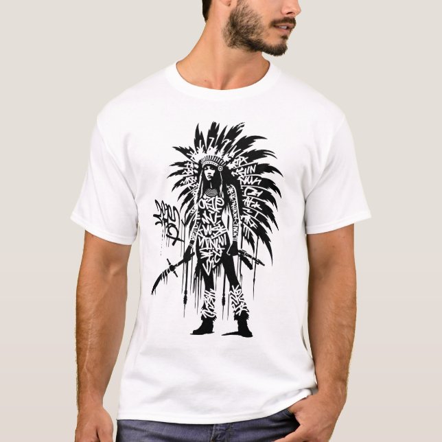 Camiseta Tribal Urban Shaman Graffiti T-Shirt. Street Art. (Frente)