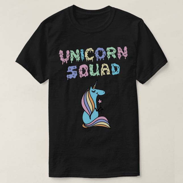 Camiseta Triblagem do Unicorn Esquadrão Cute Engraçado do U (Frente do Design)