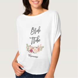Camiseta Tribo Brilhante Floral de Escrita Manual Blush