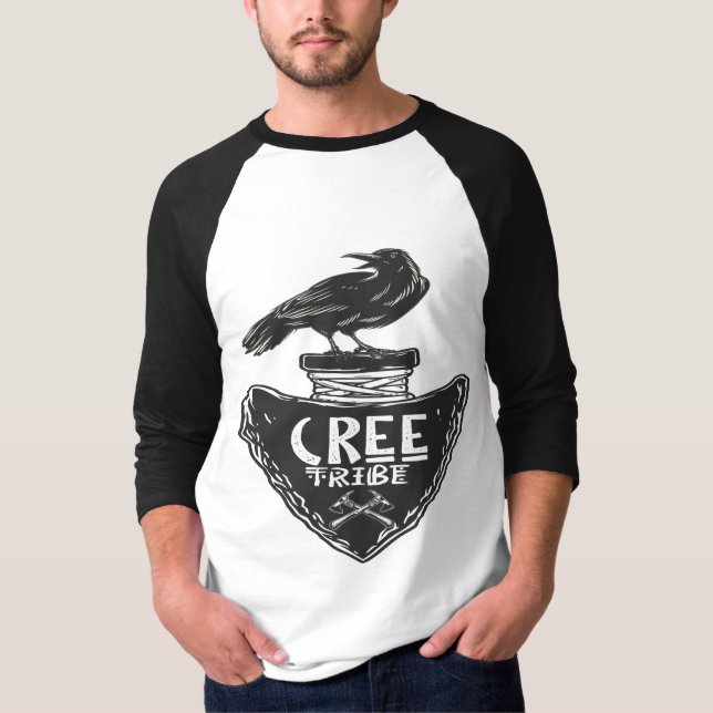 Camiseta Tribo Cree - Espírito Nativo Americano Raven (Frente)