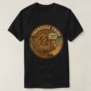 Camiseta Tribo da Casa na Árvore Guaxinim Esquilo Coruja Pe