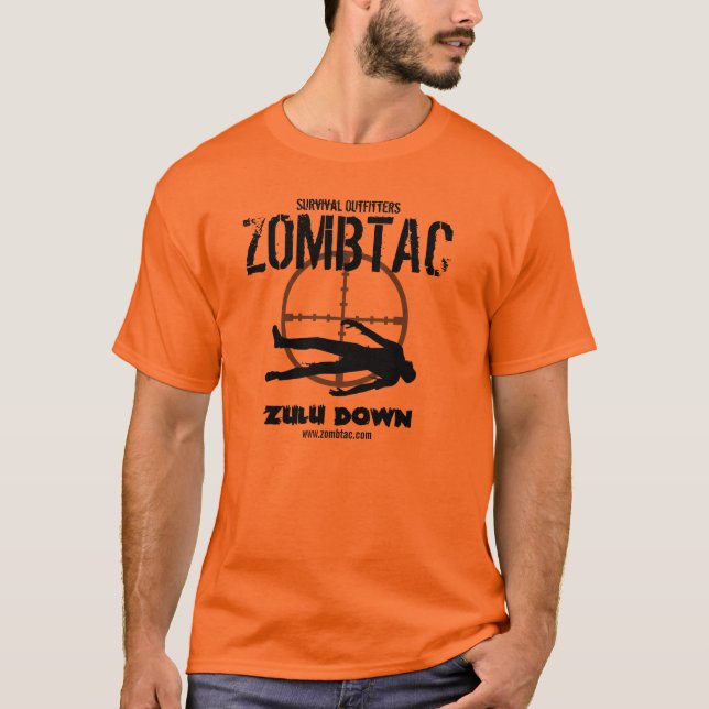 Camiseta Tribo Zulu tático do zombi "para baixo! " (Frente)