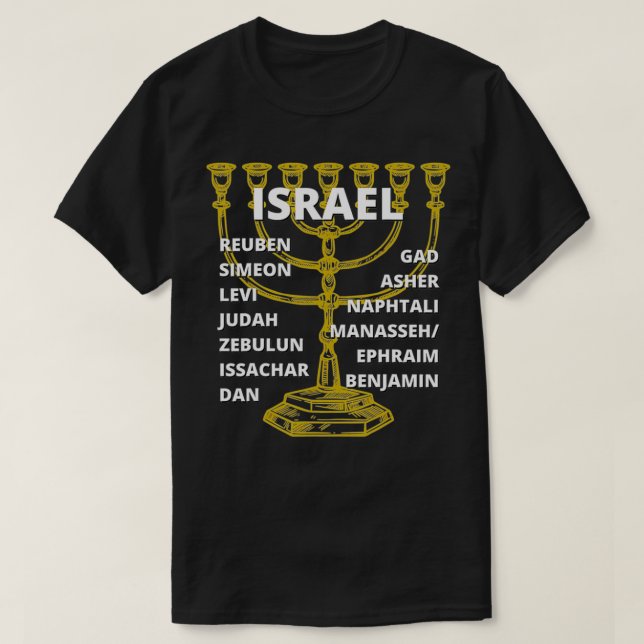 Camiseta Tribos de Israel Menorah (Frente do Design)