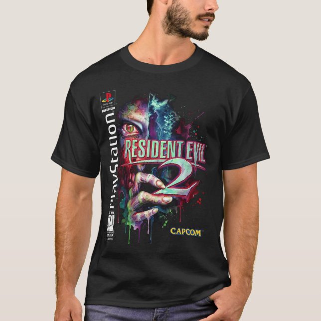 Camiseta Tributo à Capa Retro Original de Resident Evil 2 (Frente)