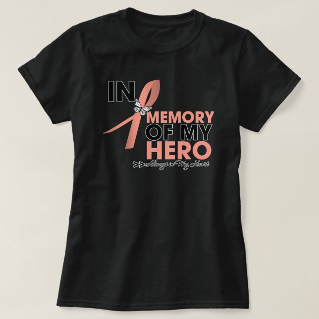 Camiseta Tributo do cancer Endometrial na memória de meu (Frente do Design)