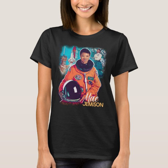 Camiseta tributo Mae Jemison, história negra, astronauta (Frente)
