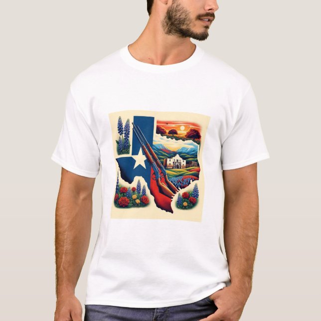 Camiseta Tributo texano: Símbolos do Orgulho e do Patriotis (Frente)