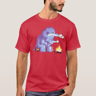 Camiseta Triceramallows fogueira dinossauro engraçado
