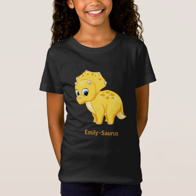 Camiseta Tricerátops Amarelo-brancos (Frente)