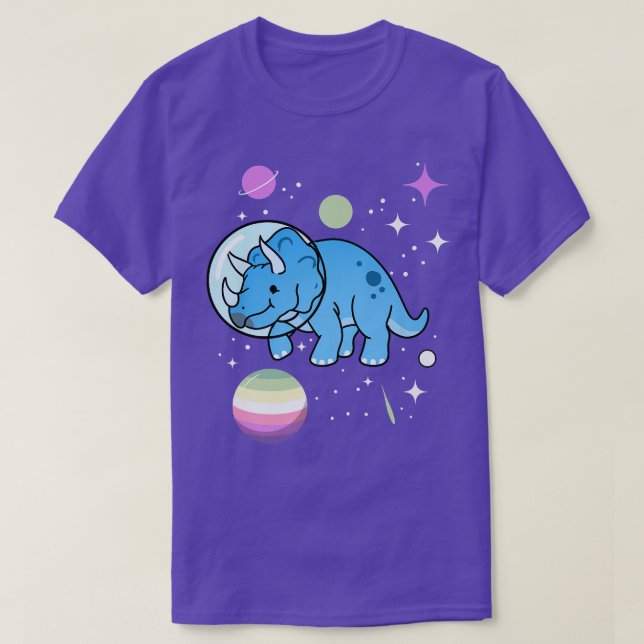 Camiseta Triceratops Astronaut Genderfae Pride  (Frente do Design)