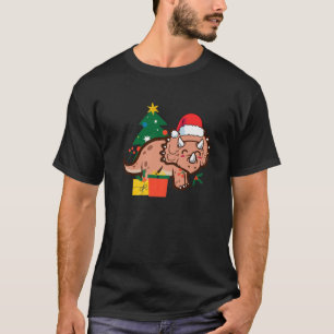 Camiseta Tricerátops bonitos Papais noeis de dinossauro Fel