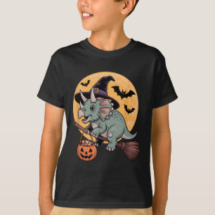 Camiseta Triceratops Bruxo Chapéu Pumpkin Figurino de Hallo
