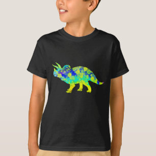 Camiseta Triceratops Colorido Arte Psicodélica de Dinossaur