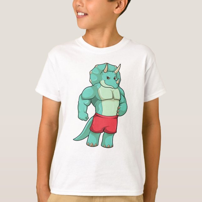 Camiseta Tricerátops como Criador de Porcos em Bodybuilding (Frente)