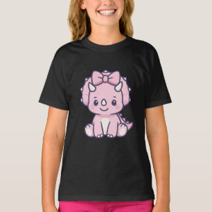 Camiseta Tricerátops cor-de-rosa, dinossauro com Arco - Car