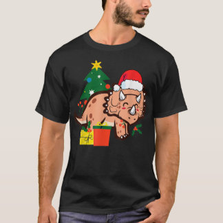 Camiseta Tricerátops de Natal Papais noeis Feriados de Dino