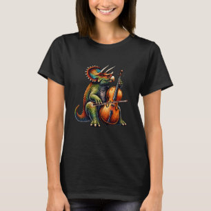 Camiseta Triceratops Dinossauro Tocando Música de Celista M