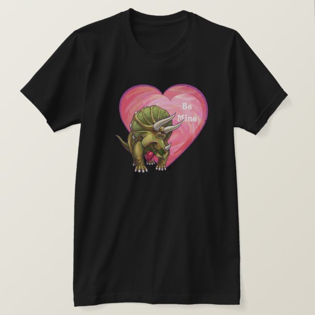 Camiseta Tricerátops Em Dia de os namorados De Amor (Frente do Design)