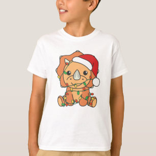 Camiseta Triceratops Natal Animais de inverno Dinos Feriado