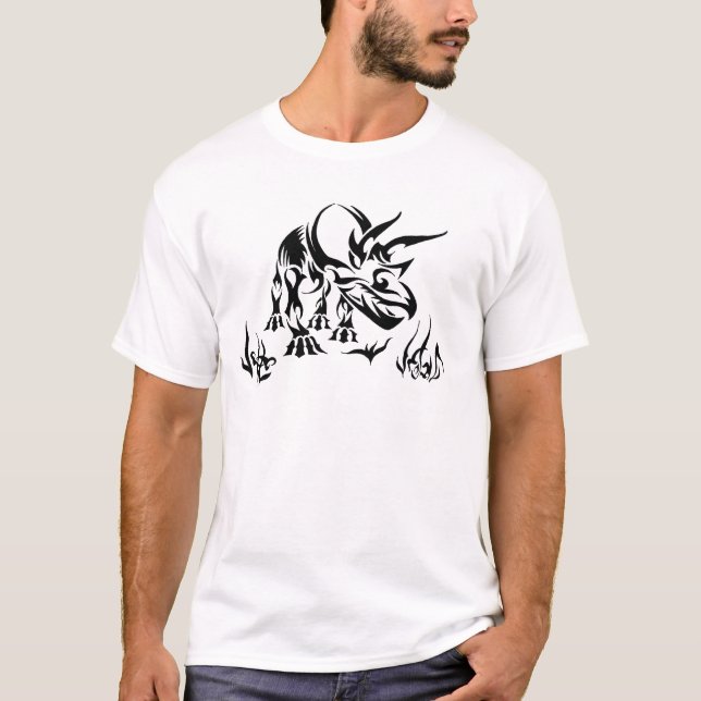 Camiseta Triceratops pela barraca fóssil (Frente)