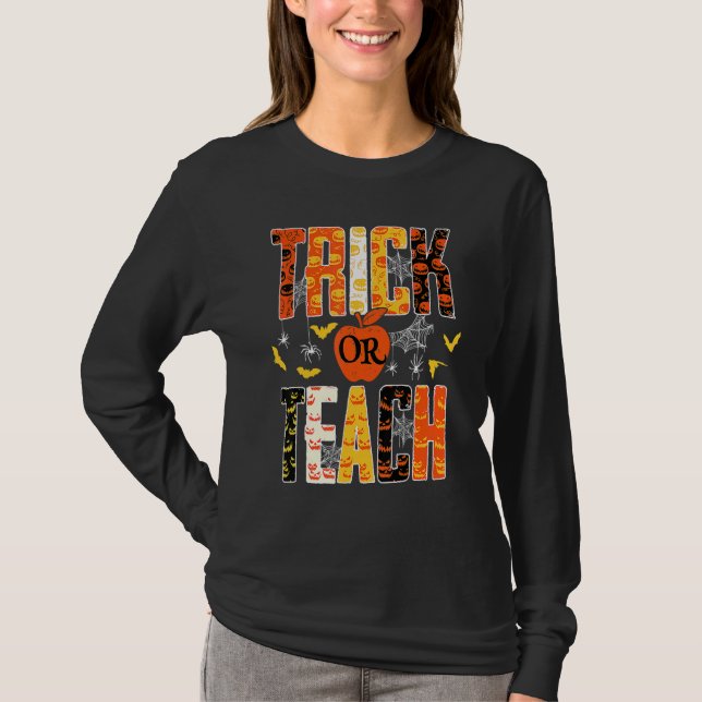 Camiseta Trick Or Teach Cute Halloween Teacher (Frente)
