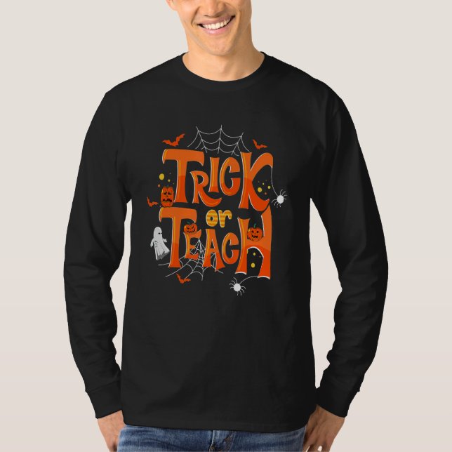 Camiseta Trick Or Teach Funny Teacher Halloween Costume Men (Frente)