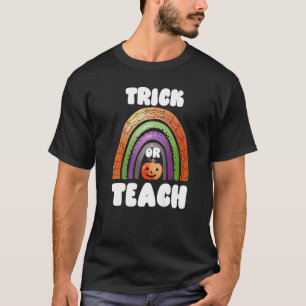 Camiseta Trick or Teach Gatinho Halloween Professora Escola