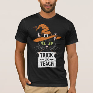 Camiseta Trick Or Teach Professor Groovy Dia das Bruxas Ret