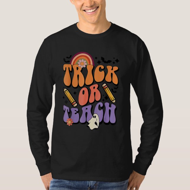 Camiseta Trick Or Teach Retro Fall Halloween Costumes Teach (Frente)