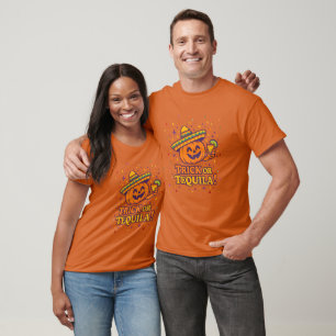 Camiseta Trick or Tequila – Abóbora Divertida de Festa de H