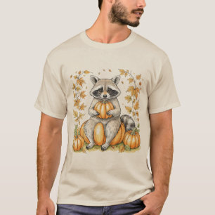 Camiseta Trick or Trashy Raccoon Halloween Abóbora na Moda