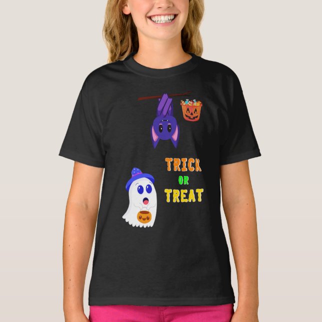 Camiseta Trick Or Treat Bats Candy 31 No Reino Unido, Outub (Frente)