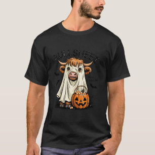 Camiseta Trick or Treat Folha de Boi Pun Vaca Fantasma de H