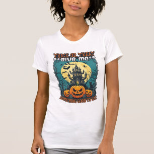 Camiseta Trick Or Treat Halloween Casa Assombrada Abóboras