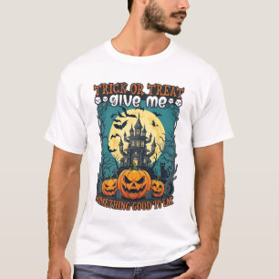 Camiseta Trick Or Treat Halloween Casa Assombrada Abóboras