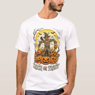 Camiseta Trick Or Treat Halloween Espantalho Abóboras Lua C