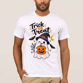 Camiseta Trick or Treat Halloween Fantasma Abóbora Chapéu d