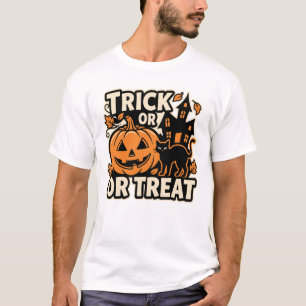 Camiseta Trick or Treat Halloween Gato Remendo