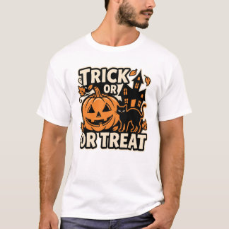 Camiseta Trick or Treat Halloween Gato Remendo
