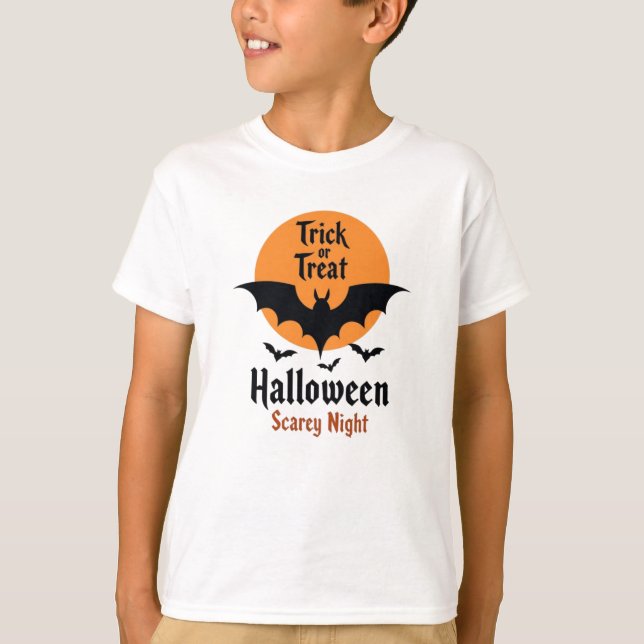 Camiseta Trick or Treat Halloween Noite Assustadora Morcego (Frente)
