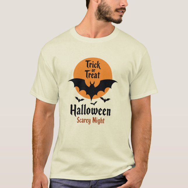Camiseta Trick or Treat Halloween Scary Night Bat (Frente)