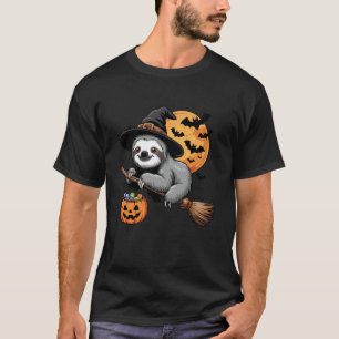 Camiseta Trick or Treat Preguiça Bruxa Halloween Abóbora Do