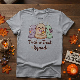 Camiseta Trick or Treat Squad – Fantasminha Kawaii de Hallo