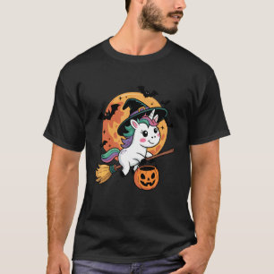 Camiseta Trick or Treat Unicórnio Bruxa Halloween Abóbora L