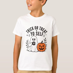 Camiseta Trick or Treat Yo Self Divertido Fantasma Café Hal