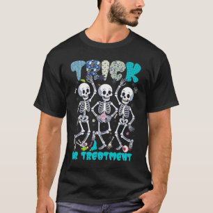 Camiseta Trick Or Treatment Fisioterapia Esqueleto FT Ha