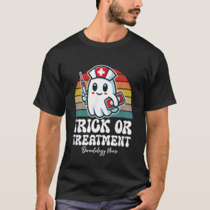 Camiseta Trick Or Treatment Fofo Halloween Dermatologia Enf