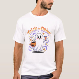 Camiseta Trick ou Beba Halloween Spooky Ghost T-Shirt
